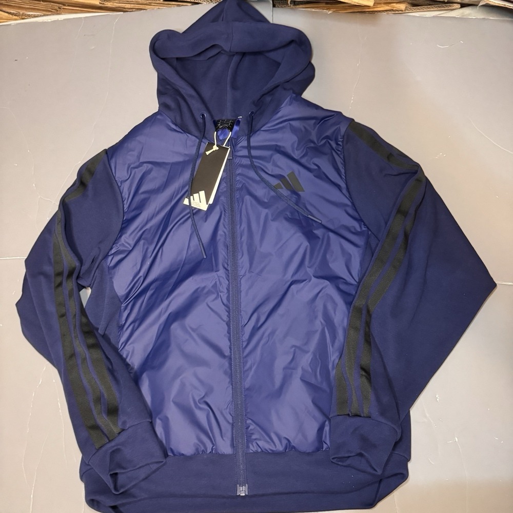 Adidas Essentials ClimaWarm Insulated Hooded Hybrid Jacket Mens S Dark Blue New